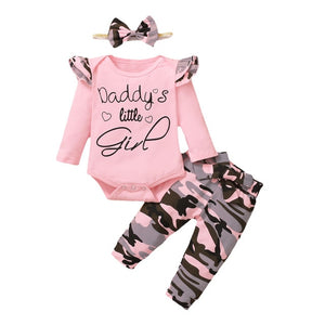 0-18M Newborn Infant Baby Valentine Print Romper Bodysuit+Camouflage Print Pants Set Newborn girl clothes vestiti neonata E1