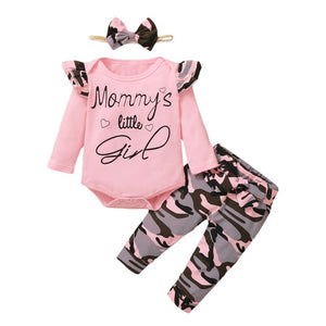 0-18M Newborn Infant Baby Valentine Print Romper Bodysuit+Camouflage Print Pants Set Newborn girl clothes vestiti neonata E1