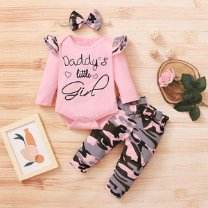 0-18M Newborn Infant Baby Valentine Print Romper Bodysuit+Camouflage Print Pants Set Newborn girl clothes vestiti neonata E1