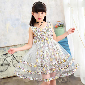 Girls Dress Bohemia Style Dresses Girls Sleeveless Floral Dress For Adolescents 8 10 12 Big Kids Girls Clothes