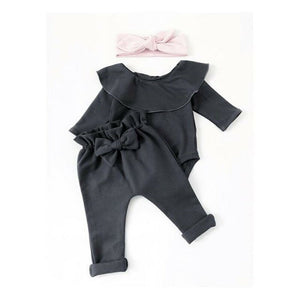 2PCS Toddler Kids Baby Girls Ruffle Bodysuit Romper Tops Pants Winter Outfits Clothes