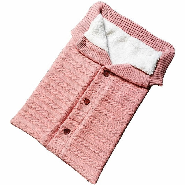 Baby Sleeping Bag Envelope Winter Kids Sleepsack Footmuff For Stroller Knitted Sleep Sack Newborn Swaddle Knit Wool Slaapzak