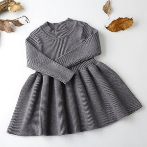 Baby Dresses For Girls Autumn Winter Long Sleeved Knit princess dress Lotus Leaf Collar Pocket Doll Dress Girls Baby Clothing