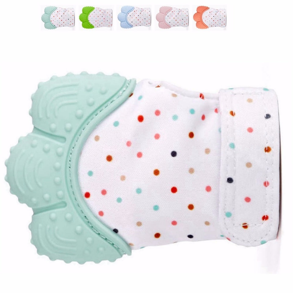 Newborn Baby Gloves Silicone Baby Mitt Teething Mitten Teething Glove Candy Wrapper Sound Teether