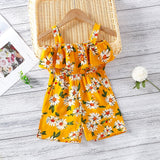 1-7 Years Girls Rompers Kids Summer Sleeveless Strap Princess Dress Cotton Flower Print Children Clothes Girl Casual Sundress