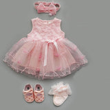 1 set Baby summer dress infant girls princess christening baptism dress gown party wedding 0-3 3-6 6-9 months dress outfits