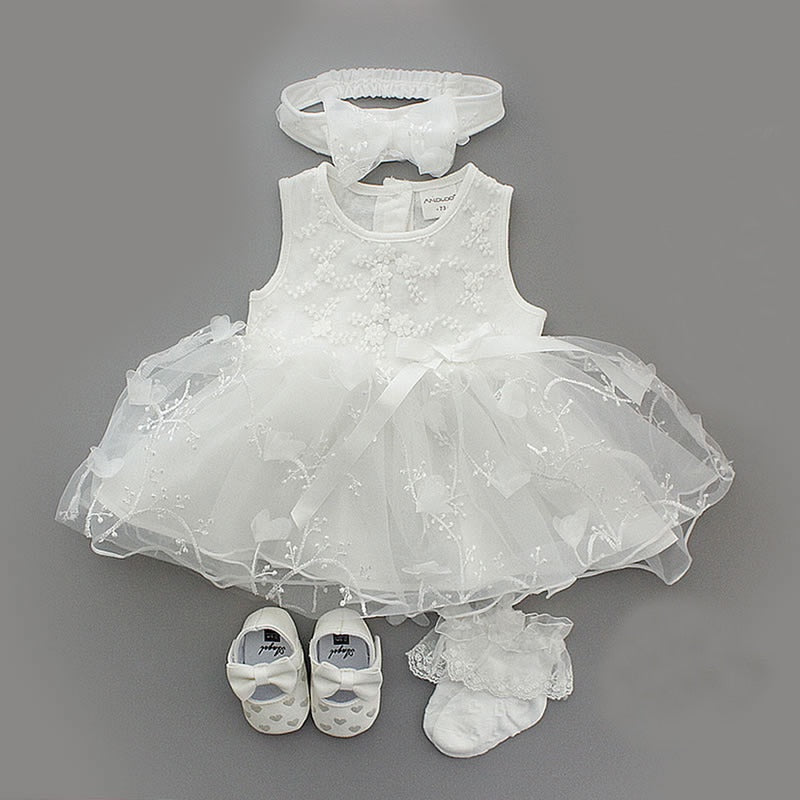 1 set Baby summer dress infant girls princess christening baptism dress gown party wedding 0-3 3-6 6-9 months dress outfits