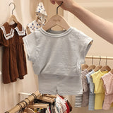 2020 Summer Cotton Baby Clothing Set Solid Girls Tee Boys Short Sleeve T Shirt And Pp Shorts 2pcs Infant Baby Girl Clothes Sets
