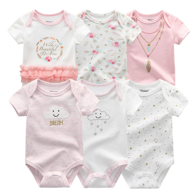 2021 Newest 6PCS/lot Baby Girl Clothe Roupa de bebes Baby Boy Clothes Unicorn Baby Clothing Sets Rompers Newborn Cotton 0-12M