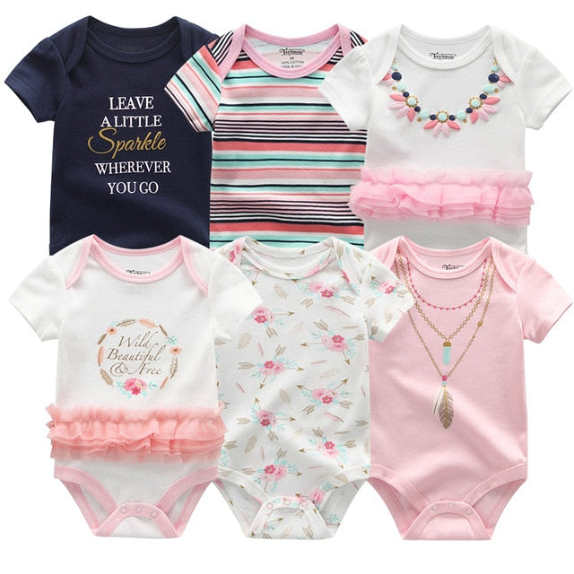 2021 Newest 6PCS/lot Baby Girl Clothe Roupa de bebes Baby Boy Clothes Unicorn Baby Clothing Sets Rompers Newborn Cotton 0-12M