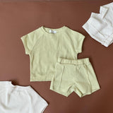 2021 Summer New Baby Clothes Set Toddler Baby Girl Boy Cotton Short Sleeve Tops + Kid Fashion Casual Breathable Shorts 2pcs