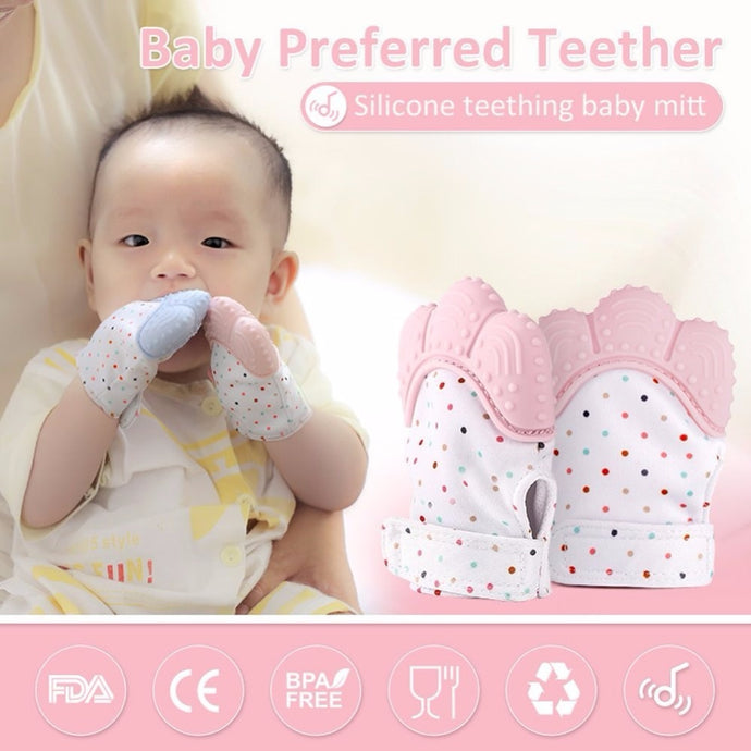 Newborn Baby Gloves Silicone Baby Mitt Teething Mitten Teething Glove Candy Wrapper Sound Teether