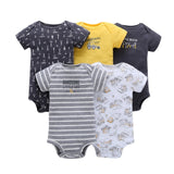 5Pcs Unisex Newborn Boy Girl Rompers Cotton Baby Toddler Jumpsuits Short Sleeve Baby Clothing Baby Clothes Newborn Bodysuit