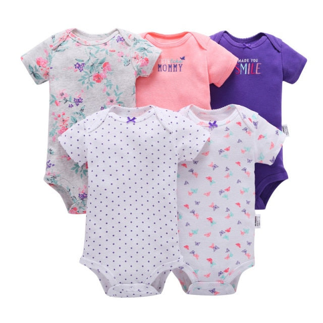 5Pcs Unisex Newborn Boy Girl Rompers Cotton Baby Toddler Jumpsuits Short Sleeve Baby Clothing Baby Clothes Newborn Bodysuit