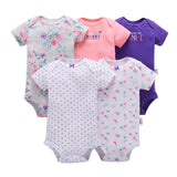 5Pcs Unisex Newborn Boy Girl Rompers Cotton Baby Toddler Jumpsuits Short Sleeve Baby Clothing Baby Clothes Newborn Bodysuit