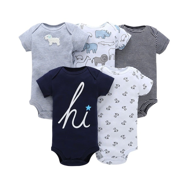 5Pcs Unisex Newborn Boy Girl Rompers Cotton Baby Toddler Jumpsuits Short Sleeve Baby Clothing Baby Clothes Newborn Bodysuit