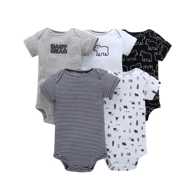 5Pcs Unisex Newborn Boy Girl Rompers Cotton Baby Toddler Jumpsuits Short Sleeve Baby Clothing Baby Clothes Newborn Bodysuit