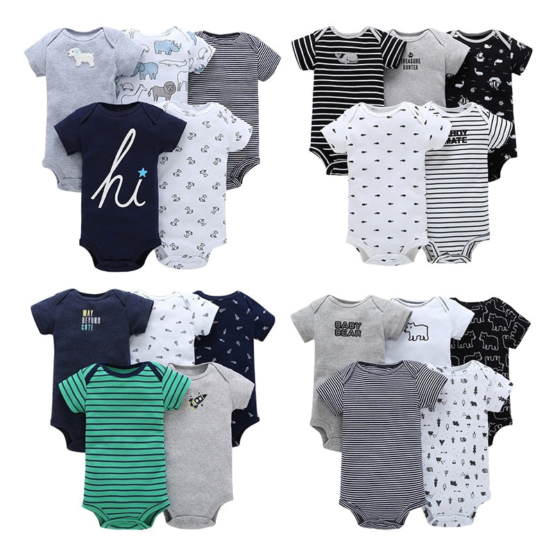 5Pcs Unisex Newborn Boy Girl Rompers Cotton Baby Toddler Jumpsuits Short Sleeve Baby Clothing Baby Clothes Newborn Bodysuit