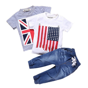 4Pcs Boys Clothes Sets Summer Children Clothing Baby Boy Sport Suit T-shirt+Jeans Costume For Kids