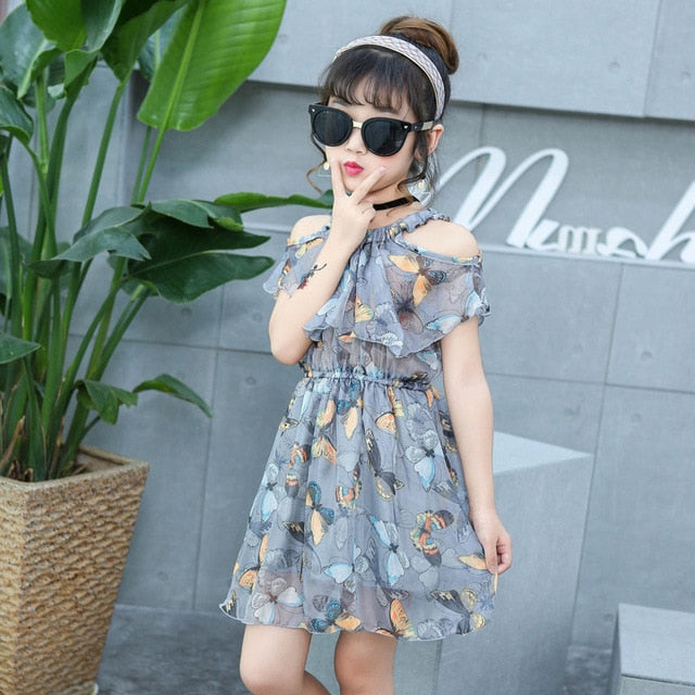 Girls Dress Bohemia Style Dresses Girls Sleeveless Floral Dress For Adolescents 8 10 12 Big Kids Girls Clothes