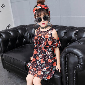 Girls Dress Bohemia Style Dresses Girls Sleeveless Floral Dress For Adolescents 8 10 12 Big Kids Girls Clothes