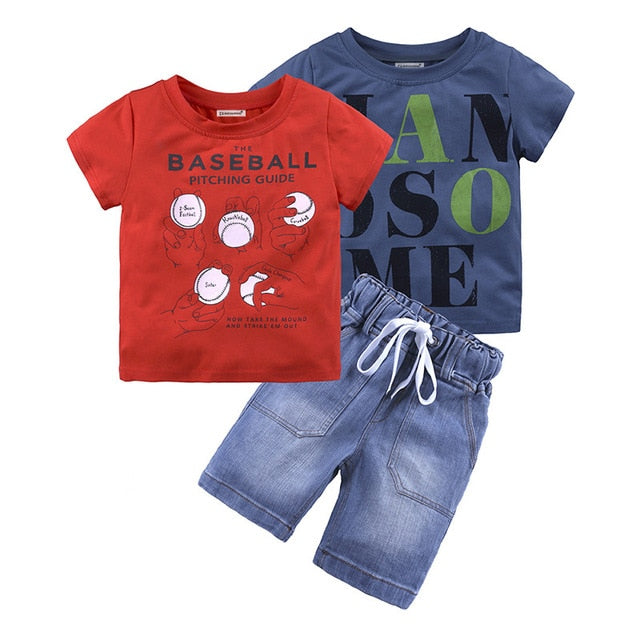 4Pcs Boys Clothes Sets Summer Children Clothing Baby Boy Sport Suit T-shirt+Jeans Costume For Kids