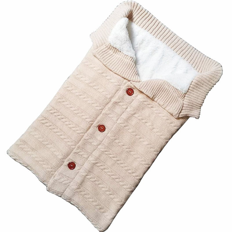 Baby Sleeping Bag Envelope Winter Kids Sleepsack Footmuff For Stroller Knitted Sleep Sack Newborn Swaddle Knit Wool Slaapzak