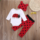 AA 3PCS Autumn Winter Newborn kids long sleeve Ladybugs Gorillas set Baby Boy Girl Rompers Top Striped Leggings Pants Outfit Set