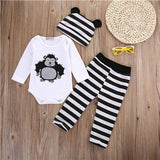 AA 3PCS Autumn Winter Newborn kids long sleeve Ladybugs Gorillas set Baby Boy Girl Rompers Top Striped Leggings Pants Outfit Set