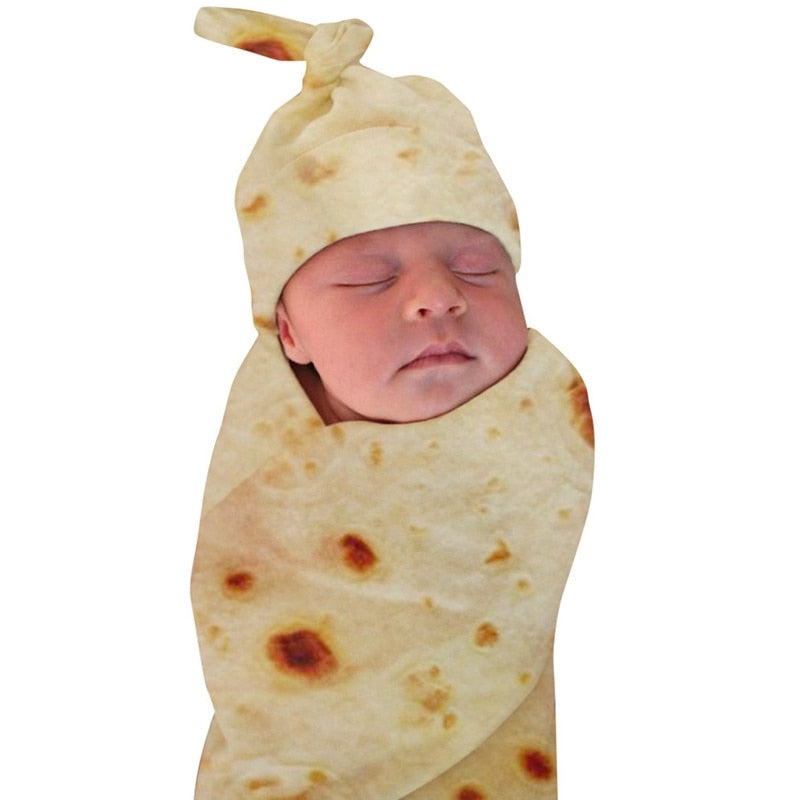 Tortilla Swaddle Blanket Sleeping Swaddle Wrap Hat