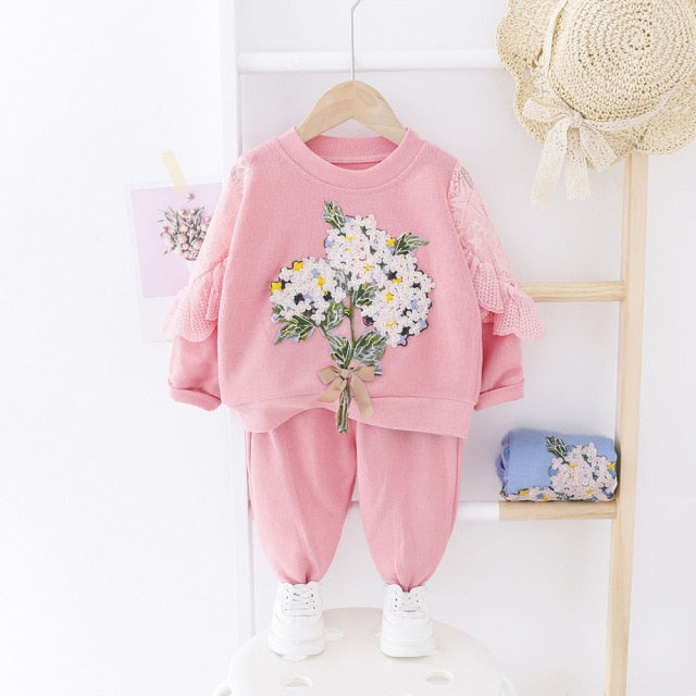 Baby Clothes Set Girls Spring Autumn Casual Suit  Fashion Cute Toddler Girl Birthday outfits Kids Baby 1-4Y Clothing Sets