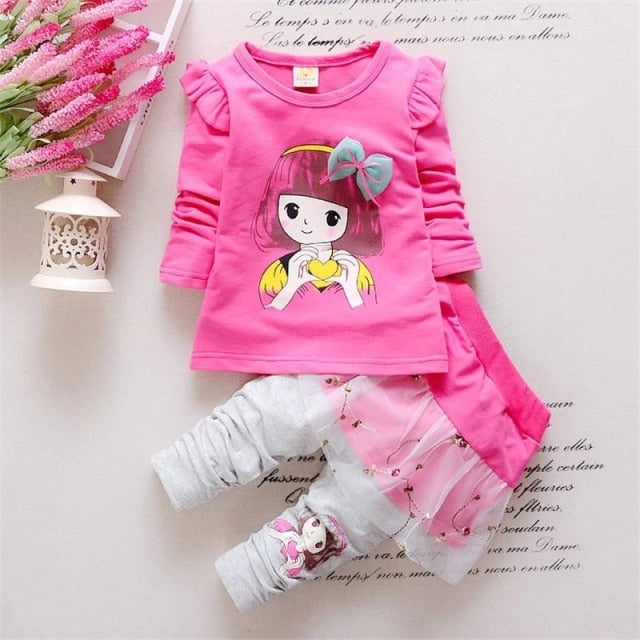 Baby Clothes Set Girls Spring Autumn Casual Suit  Fashion Cute Toddler Girl Birthday outfits Kids Baby 1-4Y Clothing Sets