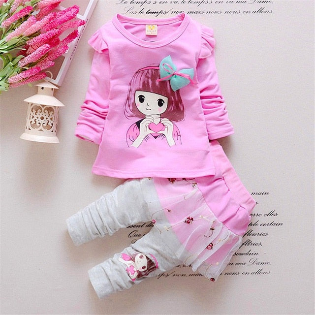 Baby Clothes Set Girls Spring Autumn Casual Suit  Fashion Cute Toddler Girl Birthday outfits Kids Baby 1-4Y Clothing Sets