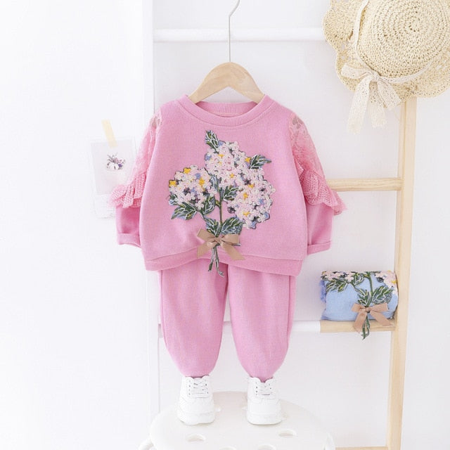 Baby Clothes Set Girls Spring Autumn Casual Suit  Fashion Cute Toddler Girl Birthday outfits Kids Baby 1-4Y Clothing Sets
