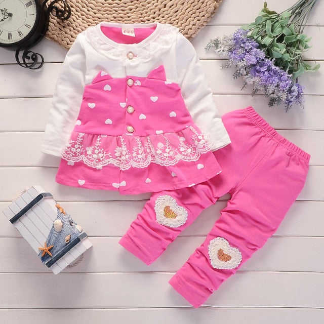 Baby Clothes Set Girls Spring Autumn Casual Suit  Fashion Cute Toddler Girl Birthday outfits Kids Baby 1-4Y Clothing Sets