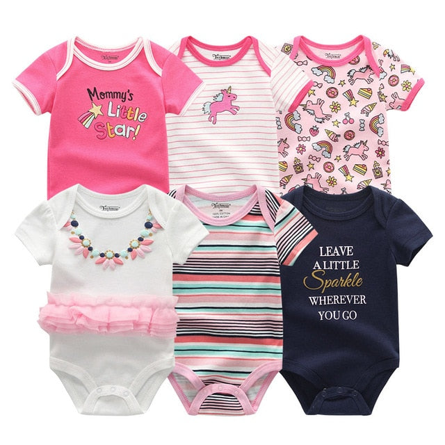 2021 Newest 6PCS/lot Baby Girl Clothe Roupa de bebes Baby Boy Clothes Unicorn Baby Clothing Sets Rompers Newborn Cotton 0-12M