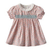 Baby Girls Smock Dress 2021 Summer Children's Floral Print One Piece Kids Short Sleeve Princess Frock Little Girls Cotton Dress