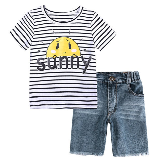 Boys Clothes Summer Children Clothing Sets Boys Sport Suits T-shirt Suspender Trousers 2pcs Costume Kids Clothes Sets