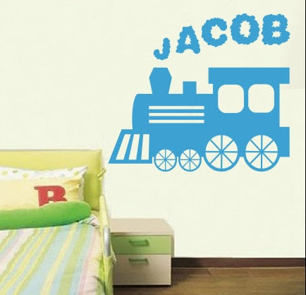 Customized Name Removable Wall Art Wallpaper for Kids Room Train Vinyl Wall Sticker for Home Decor 45*52CM