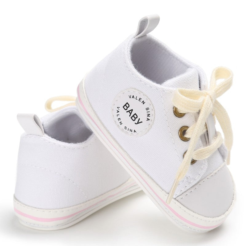 Newborn Baby Shoes 2018 Infant first walkers Tollder Canvas Shoes Lace-up Baby Girls Sneaker Prewalker 0-18M