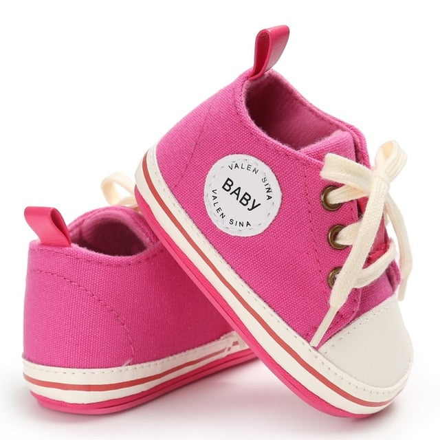 Newborn Baby Shoes 2018 Infant first walkers Tollder Canvas Shoes Lace-up Baby Girls Sneaker Prewalker 0-18M