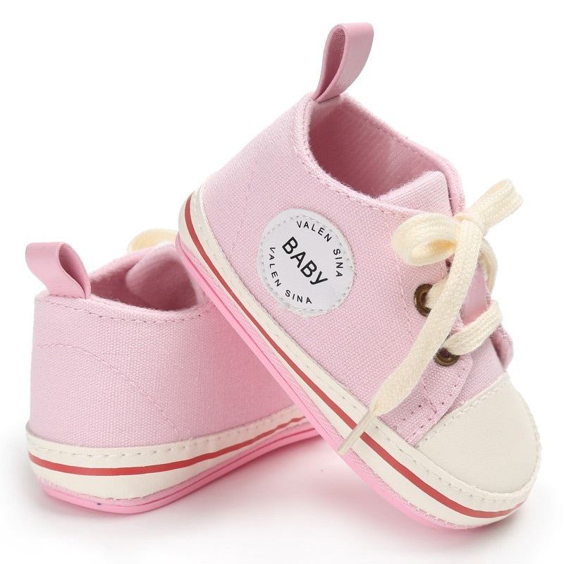 Newborn Baby Shoes 2018 Infant first walkers Tollder Canvas Shoes Lace-up Baby Girls Sneaker Prewalker 0-18M