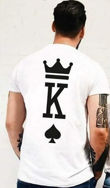 Family Matching Clothes Look Outfits Poker King and Queen Crown Tshirts Pure Cotton Short Sleeve White Round Neck Tees Clothes