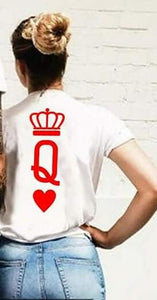 Family Matching Clothes Look Outfits Poker King and Queen Crown Tshirts Pure Cotton Short Sleeve White Round Neck Tees Clothes