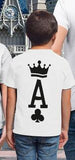 Family Matching Clothes Look Outfits Poker King and Queen Crown Tshirts Pure Cotton Short Sleeve White Round Neck Tees Clothes