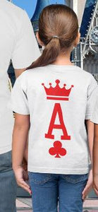Family Matching Clothes Look Outfits Poker King and Queen Crown Tshirts Pure Cotton Short Sleeve White Round Neck Tees Clothes