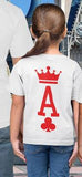 Family Matching Clothes Look Outfits Poker King and Queen Crown Tshirts Pure Cotton Short Sleeve White Round Neck Tees Clothes