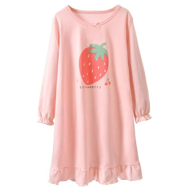 Girls Pajamas Cotton Long-sleeved Nightdress Girl Princess Children's  Nightgown Dress Spring Autumn Kids Home Service Dress
