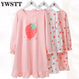 Girls Pajamas Cotton Long-sleeved Nightdress Girl Princess Children's  Nightgown Dress Spring Autumn Kids Home Service Dress