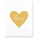 Gold Nursery Poster Print Gold Heart Love Word Gold Foil Canvas Painting Modern Diamond Wall Art Poster Living Room Home Decor